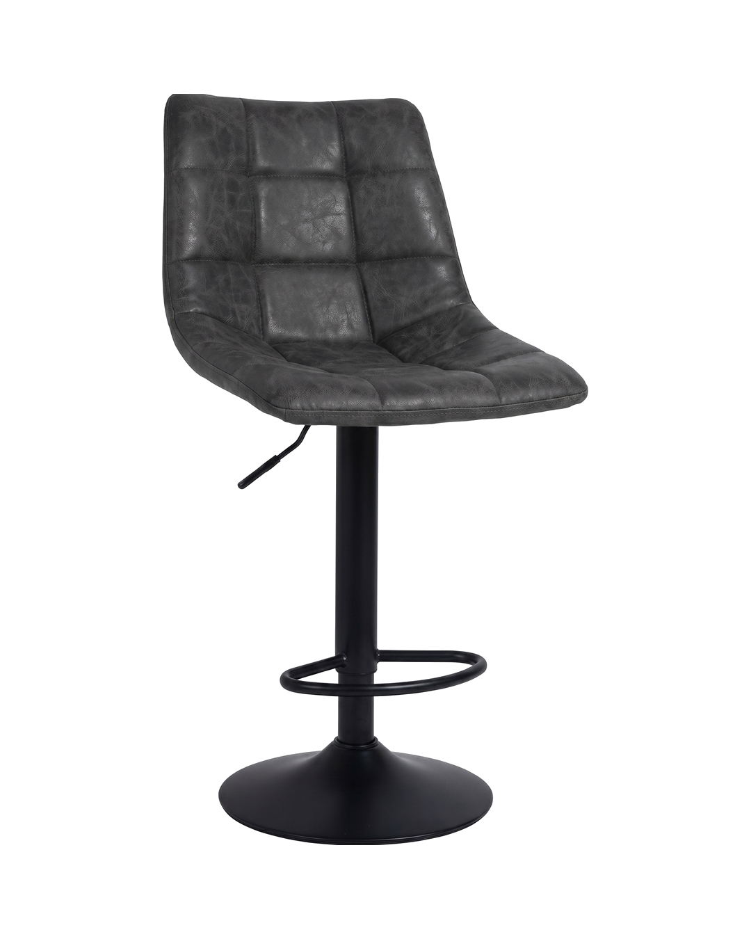 BANCO ZAMIR BASE NEGRA GRIS PU TAPIZADO GRIS