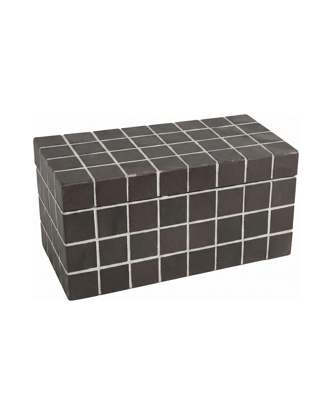 CAJA CHICA MADERA CON TEXTURA A NEGRA CON CUADROS