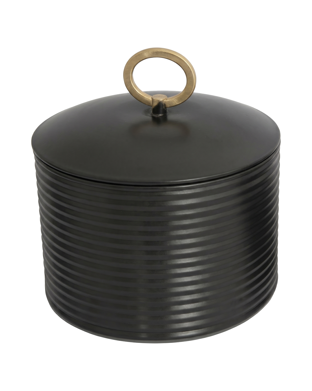 CAJA REDONDA DE METAL NEGRA GRANDE