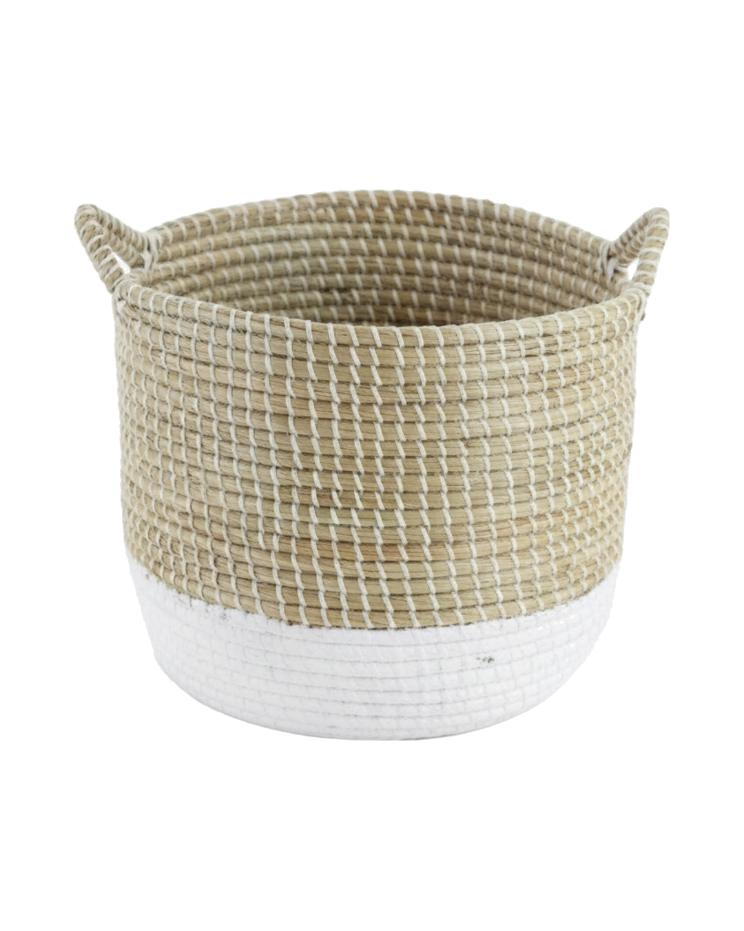CANASTA BEIGE CON BLANCA MEDIANA
