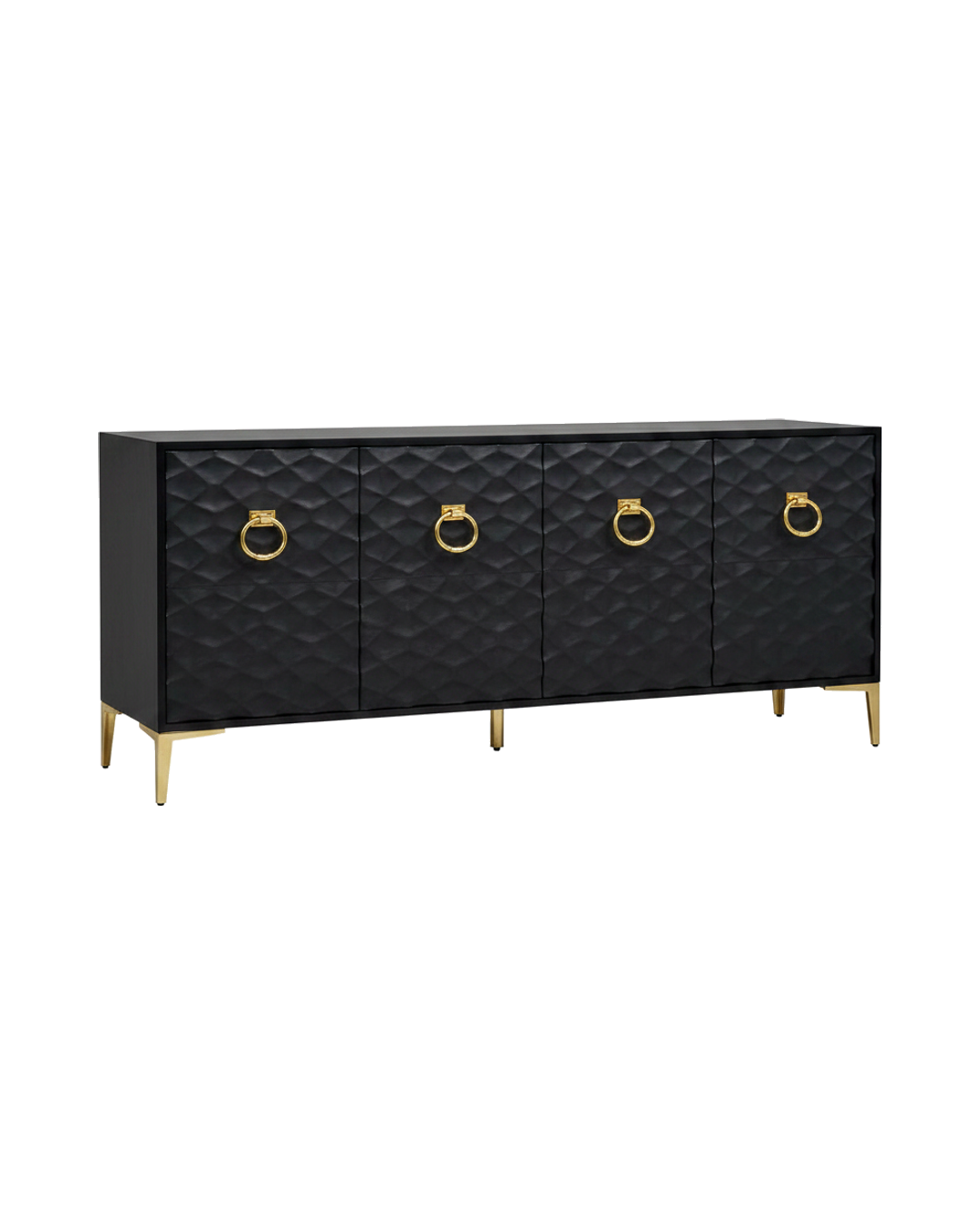 CREDENZA BOSSA NEGRA GRIS CON JALADERAS DORADAS