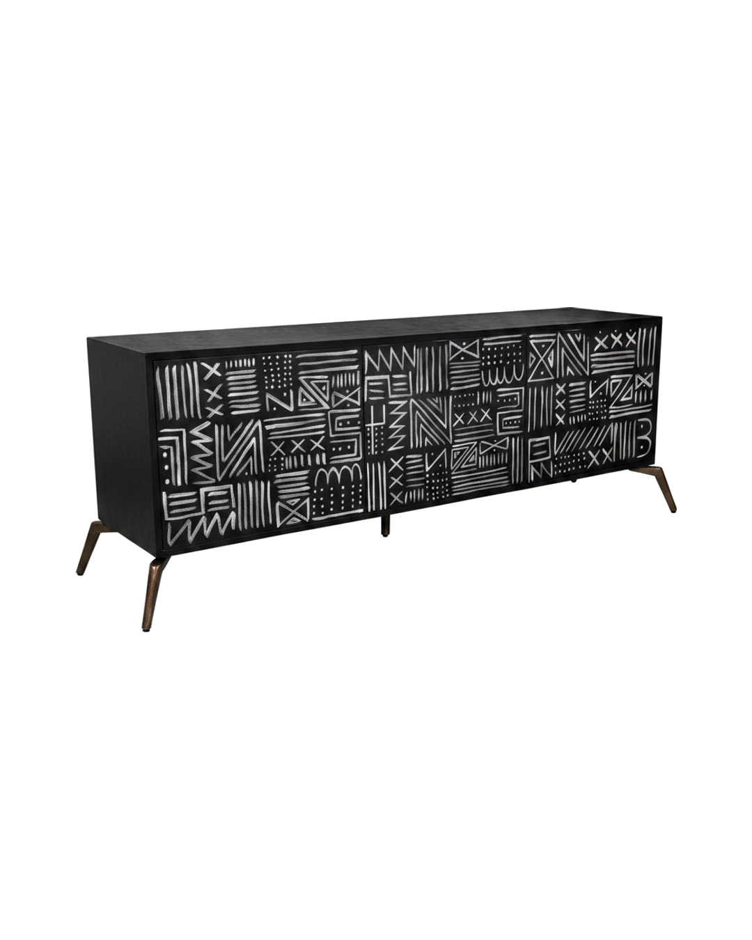 CREDENZA DAKARAI NEGRA CON LINEAS BLANCAS