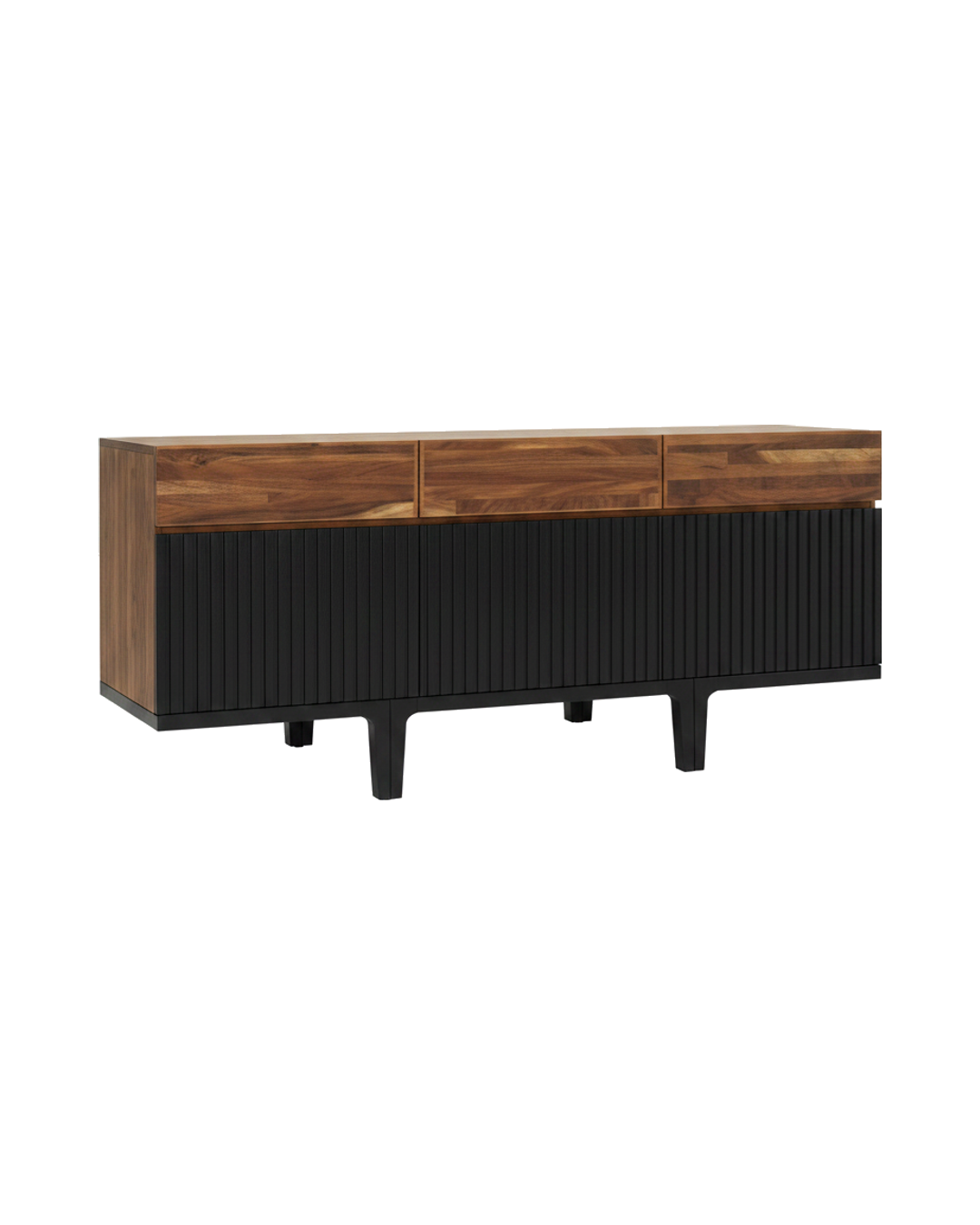 CREDENZA DARK WOOD MITAD MADERA Y MITAD NEGRO
