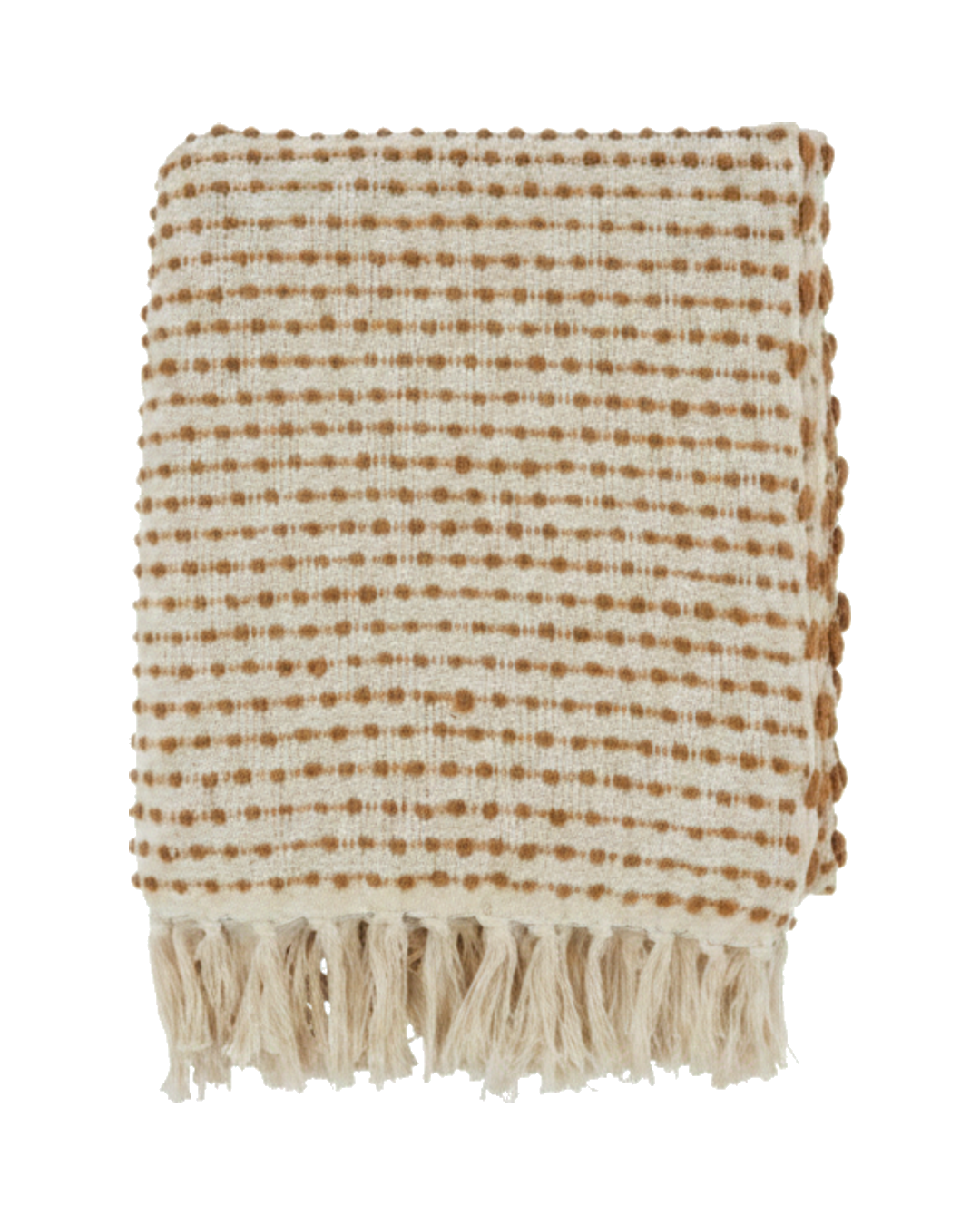 FRAZADA CREMA CON PUNTOS CAMEL
