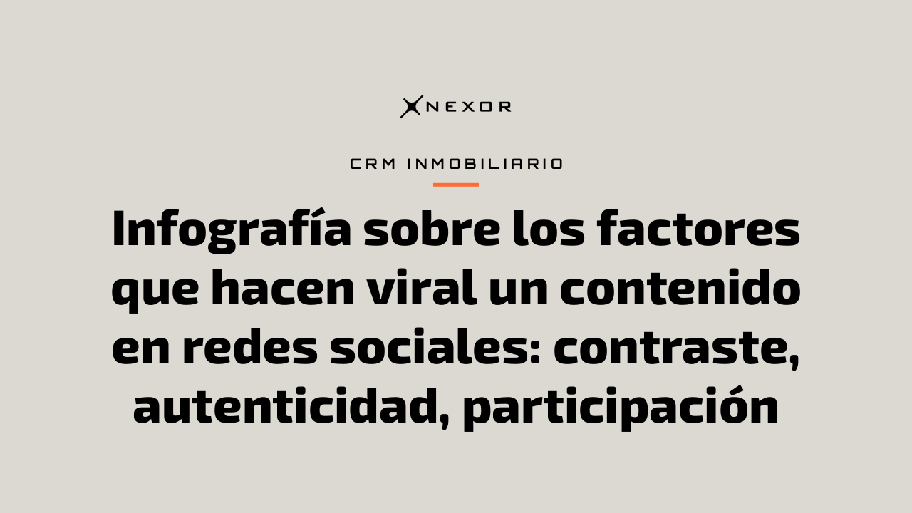 Infografía sobre los factores que hacen viral un contenido en redes sociales: contraste, autenticidad, participación