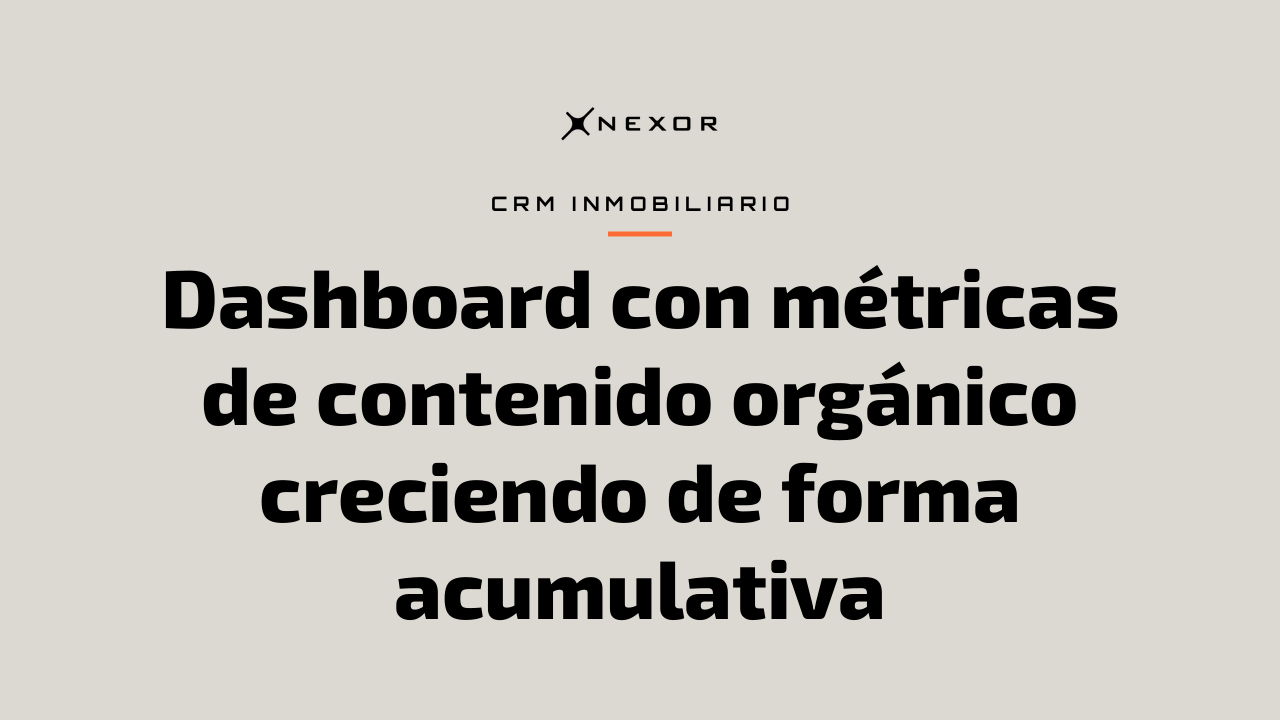 Dashboard con métricas de contenido orgánico creciendo de forma acumulativa