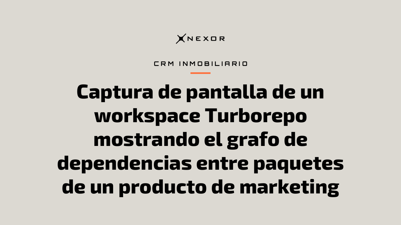 Captura de pantalla de un workspace Turborepo mostrando el grafo de dependencias entre paquetes de un producto de marketing