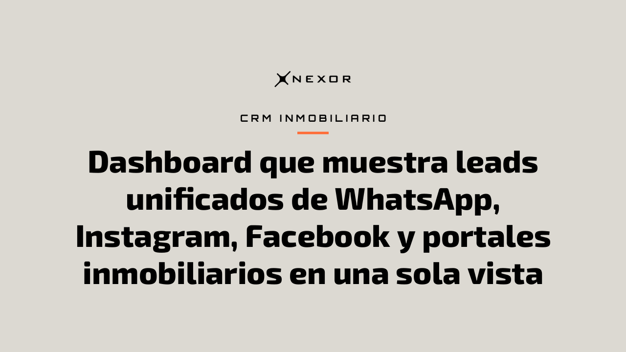 Dashboard que muestra leads unificados de WhatsApp, Instagram, Facebook y portales inmobiliarios en una sola vista