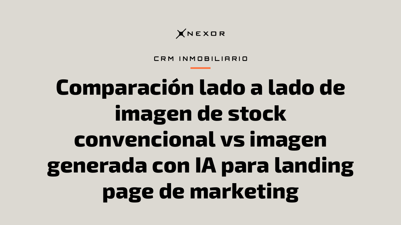 Comparación lado a lado de imagen de stock convencional vs imagen generada con IA para landing page de marketing