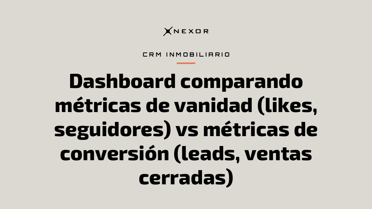Dashboard comparando métricas de vanidad (likes, seguidores) vs métricas de conversión (leads, ventas cerradas)