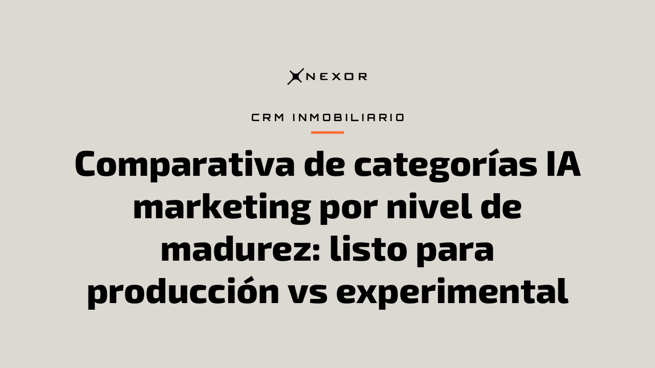 Comparativa de categorías IA marketing por nivel de madurez: listo para producción vs experimental