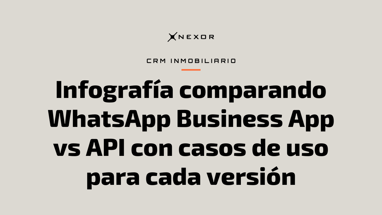 Infografía comparando WhatsApp Business App vs API con casos de uso para cada versión