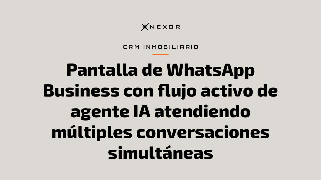 Pantalla de WhatsApp Business con flujo activo de agente IA atendiendo múltiples conversaciones simultáneas