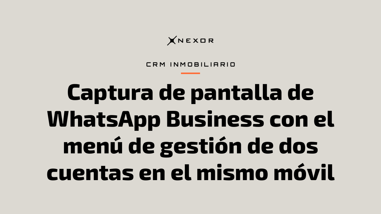 Captura de pantalla de WhatsApp Business con el menú de gestión de dos cuentas en el mismo móvil