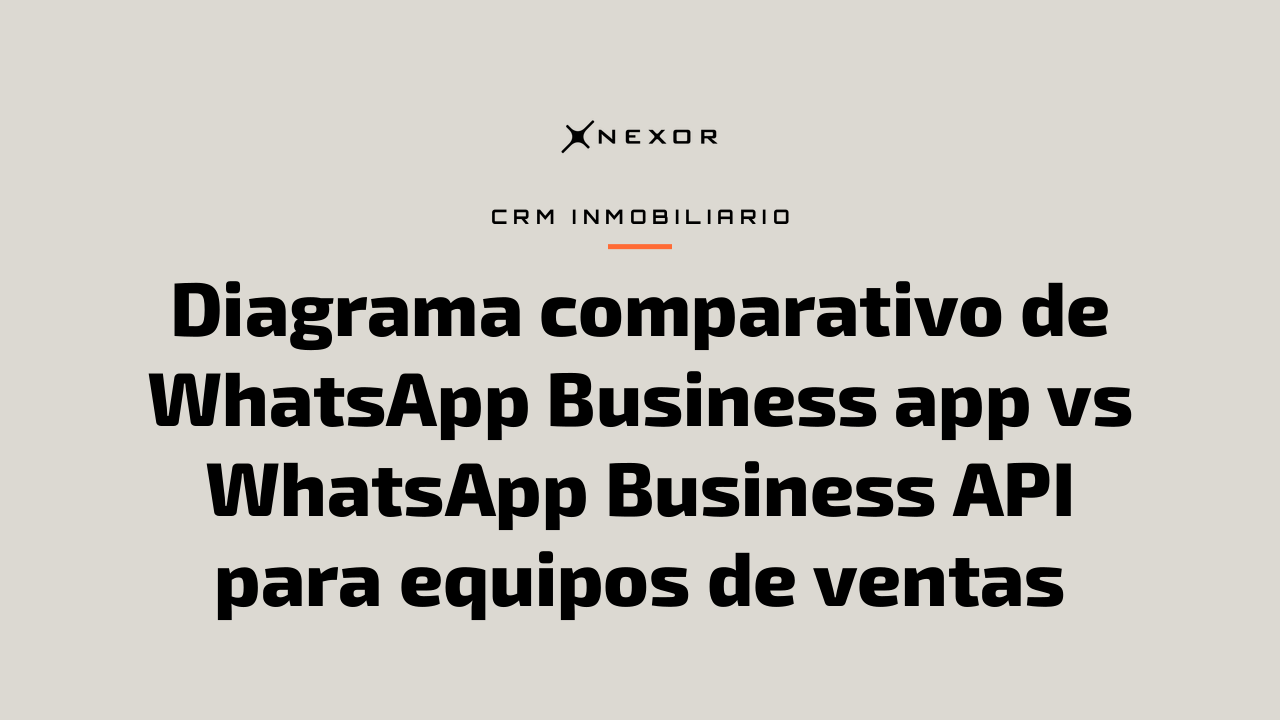 Diagrama comparativo de WhatsApp Business app vs WhatsApp Business API para equipos de ventas