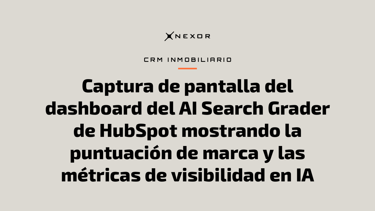 Captura de pantalla del dashboard del AI Search Grader de HubSpot mostrando la puntuación de marca y las métricas de visibilidad en IA