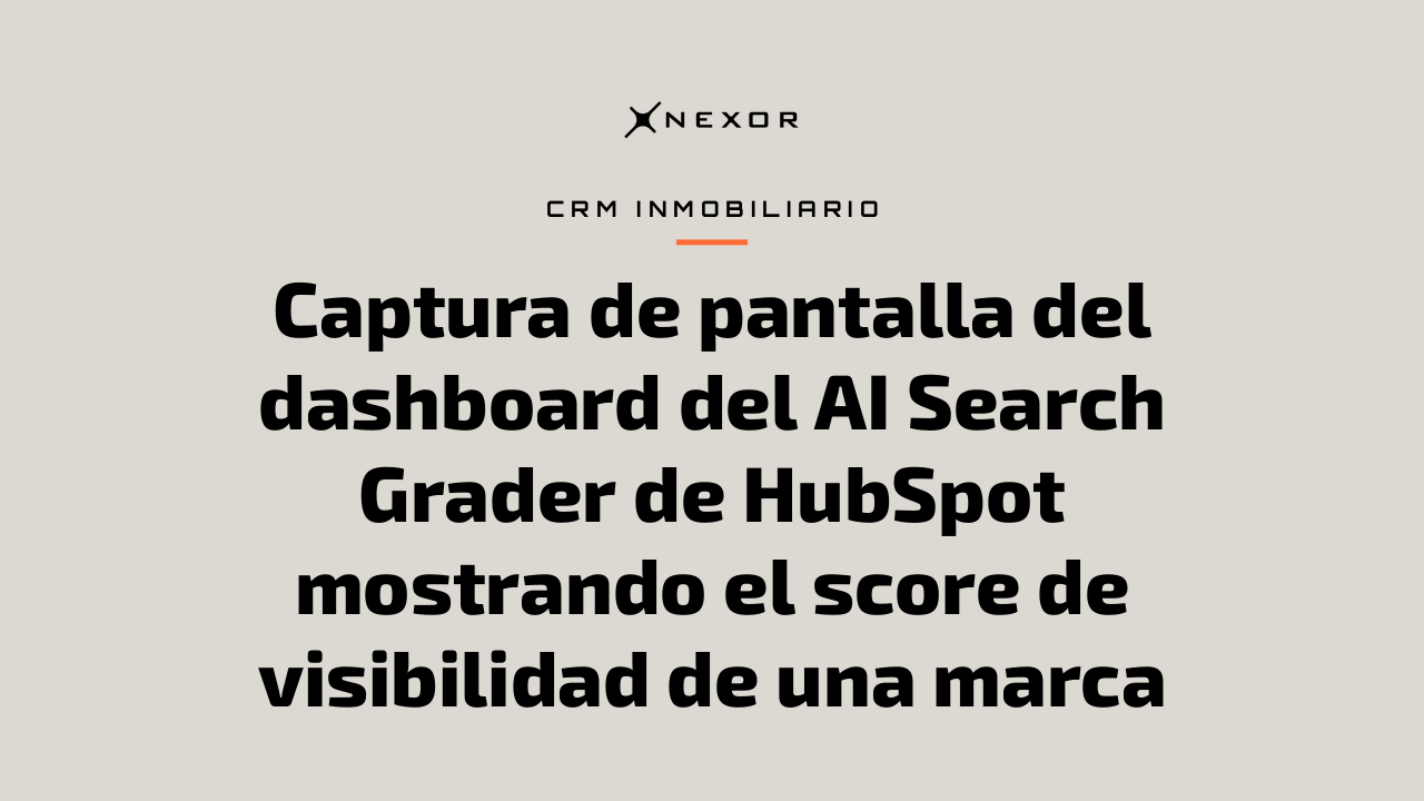 Captura de pantalla del dashboard del AI Search Grader de HubSpot mostrando el score de visibilidad de una marca
