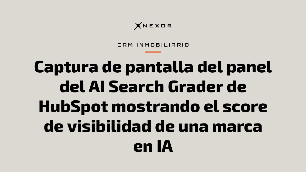 Captura de pantalla del panel del AI Search Grader de HubSpot mostrando el score de visibilidad de una marca en IA