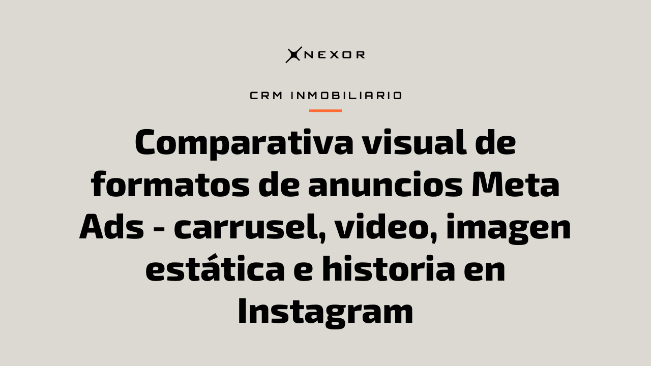 Comparativa visual de formatos de anuncios Meta Ads - carrusel, video, imagen estática e historia en Instagram