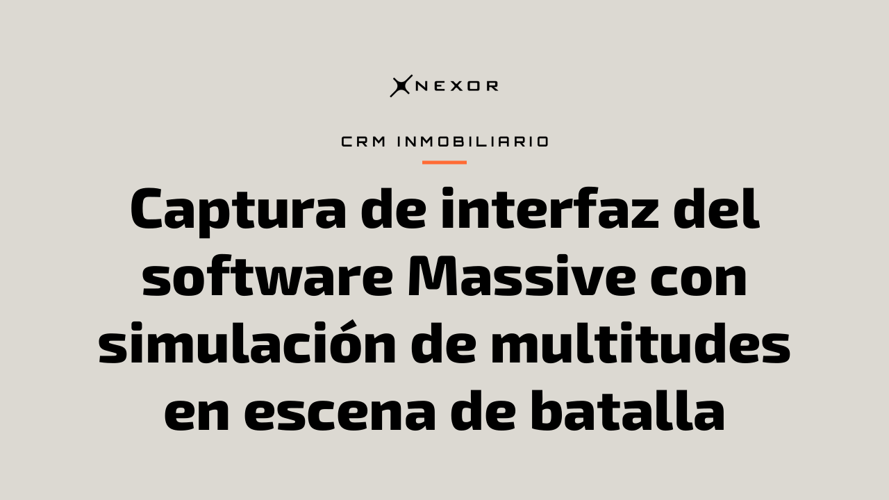 Captura de interfaz del software Massive con simulación de multitudes en escena de batalla