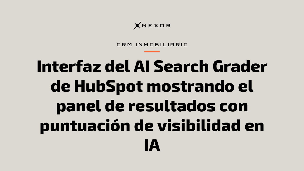 Interfaz del AI Search Grader de HubSpot mostrando el panel de resultados con puntuación de visibilidad en IA