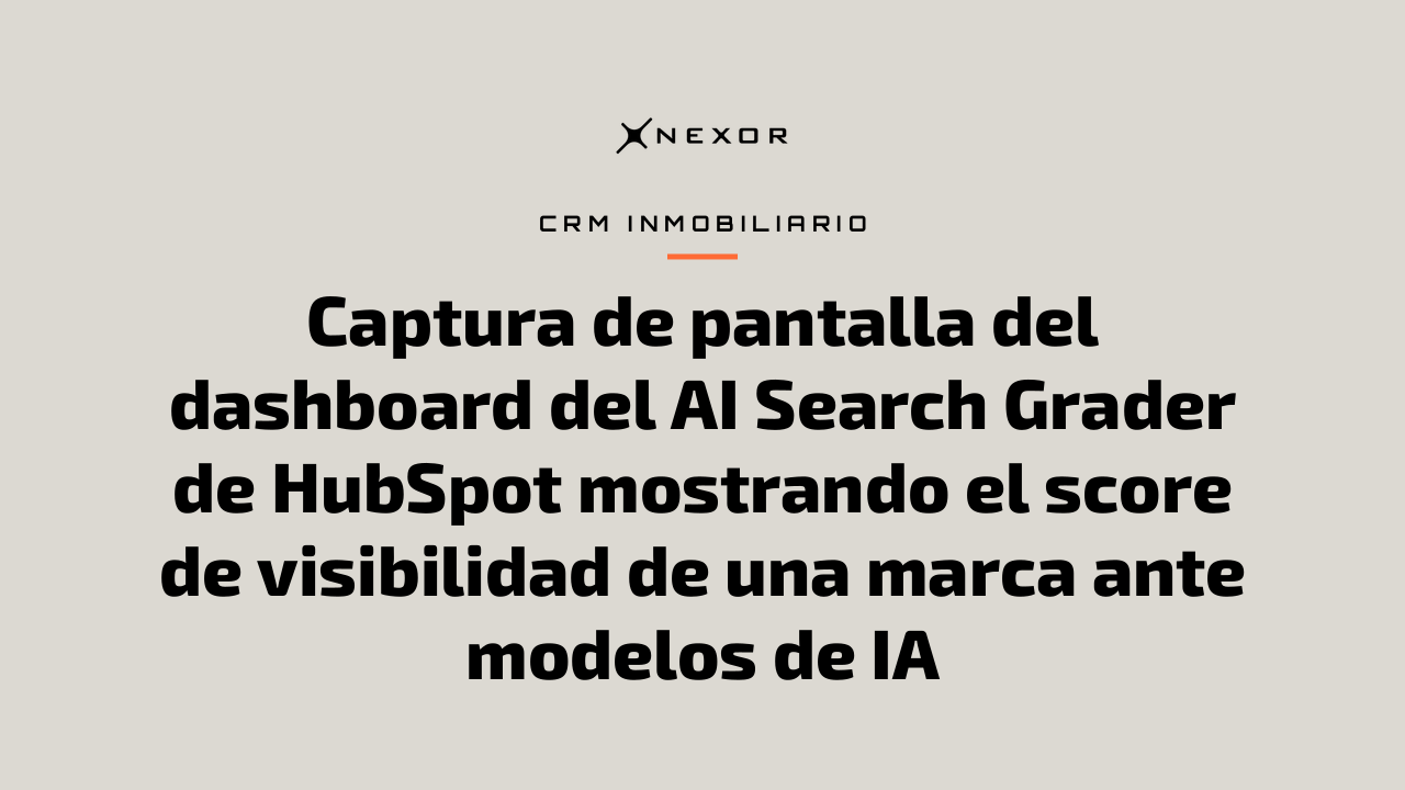 Captura de pantalla del dashboard del AI Search Grader de HubSpot mostrando el score de visibilidad de una marca ante modelos de IA