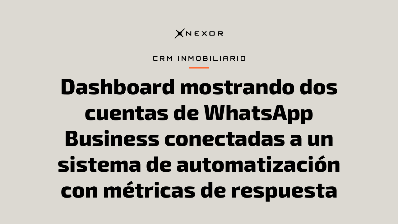 Dashboard mostrando dos cuentas de WhatsApp Business conectadas a un sistema de automatización con métricas de respuesta